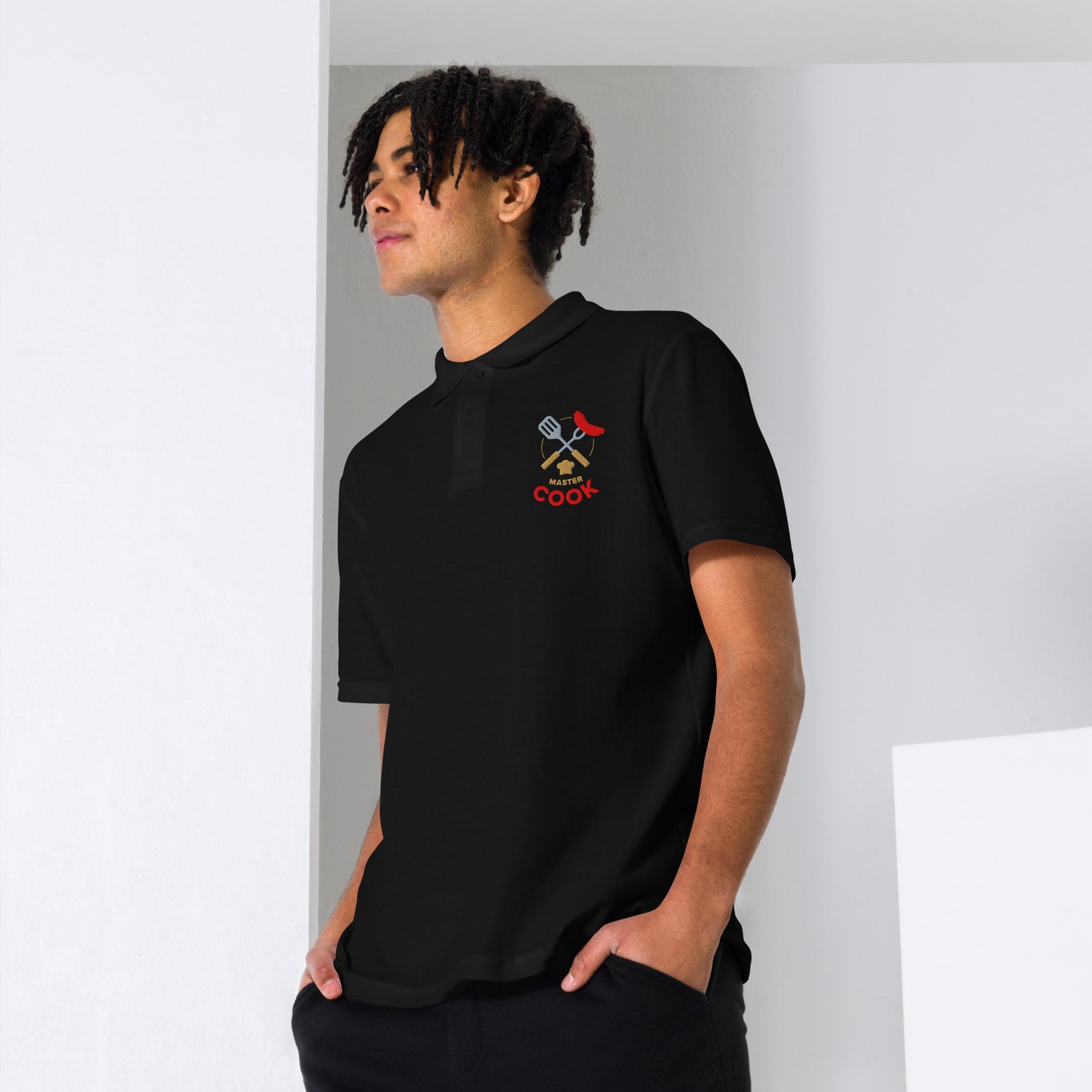unisex pique polo shirt black